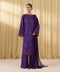3 Piece - Embroidered Cotton Satin Suit